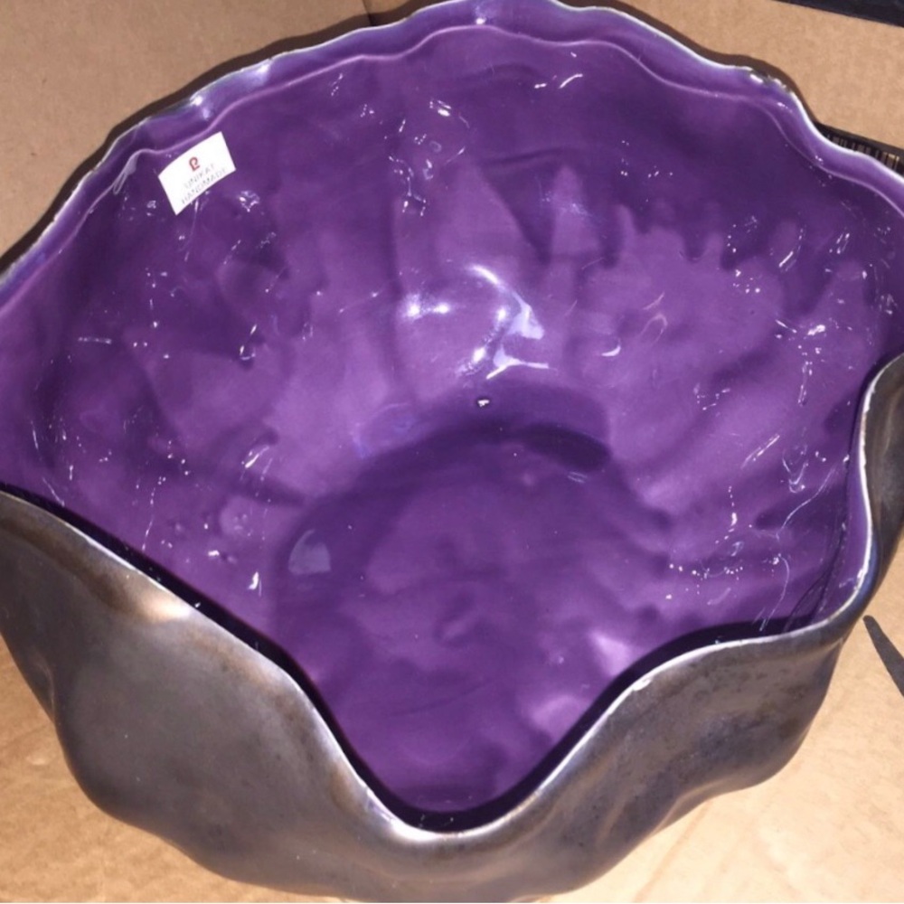Oyster Bowl Unikat Piece Purple Gray Homegoods Crystals Decoration Accents